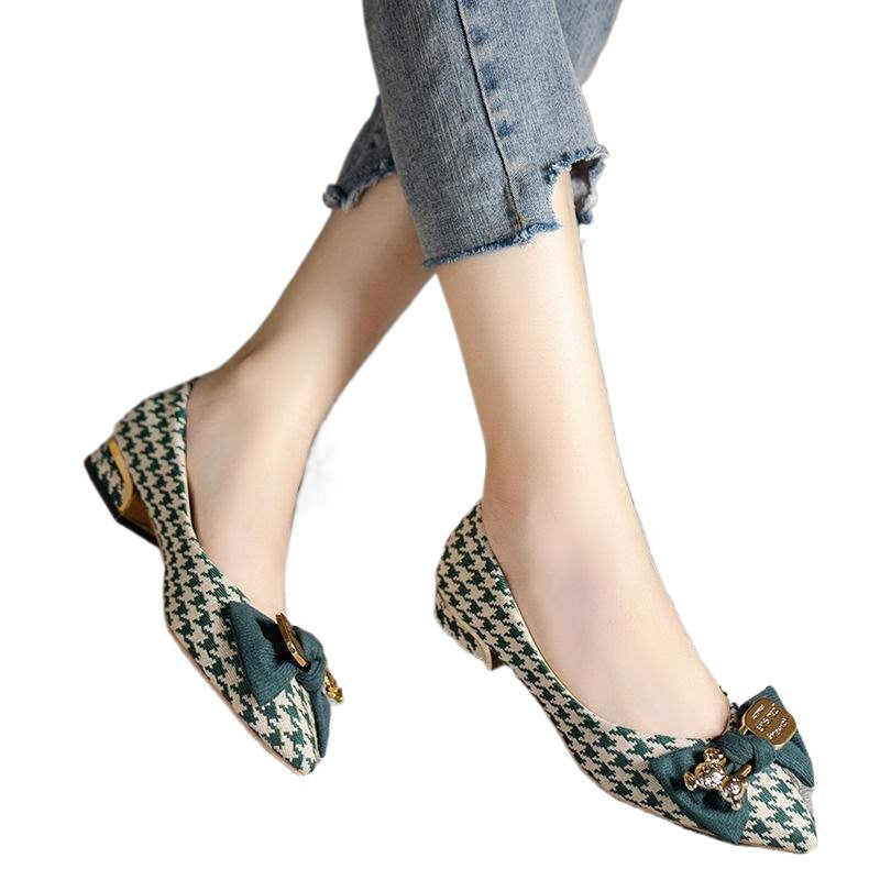 plus Size Women's Shoes35One43Wide Toe Fat Bean Shoes for Women, Shallow Mouth Fashionable Elegant Pointed Toe Evening Style Low Heel Single Shoes