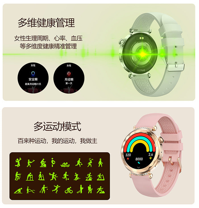 HK88Smart Watch1.19inch Bluetooth Call True Heart Rate Pedometer Sleep Monitor Women's Sports Watch