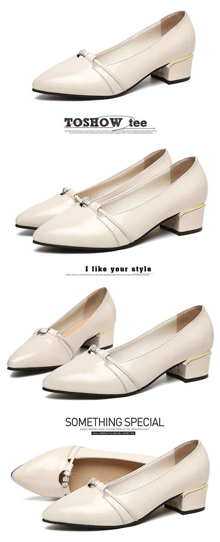 Women's Chunky Heel Single Shoes2025Spring and Autumn New Patent Leather Women's Pointed Toe Shoes, Shallow Mouth Leather Shoes for Moms, Versatile