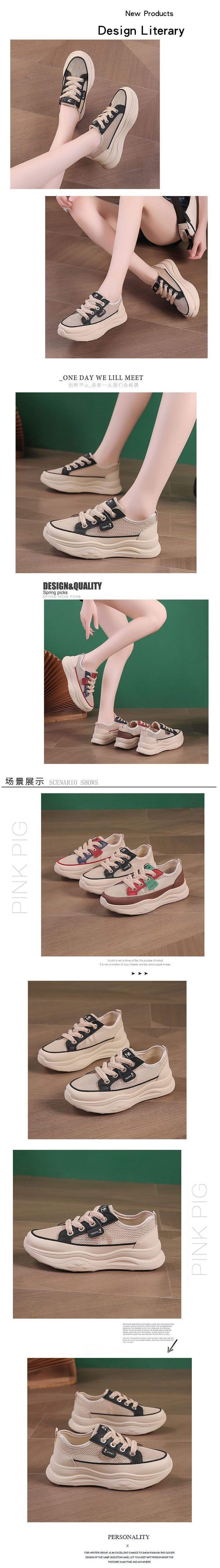 Hollow out2025Summer Dad Shoes Versatile Student Mesh Breathable Thick-Soled Casual Sneakers for Women