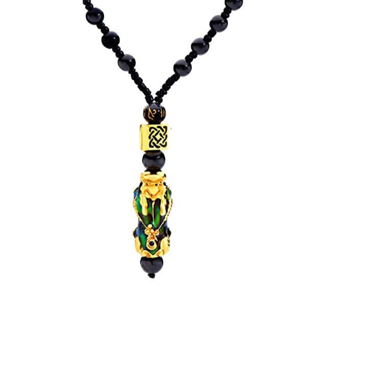 Pixiu Necklace for Men High-end Imitation Obsidian National Style Necklace Temperature-sensitive Color-changing Lucky Pixiu Buddha Bead Necklace