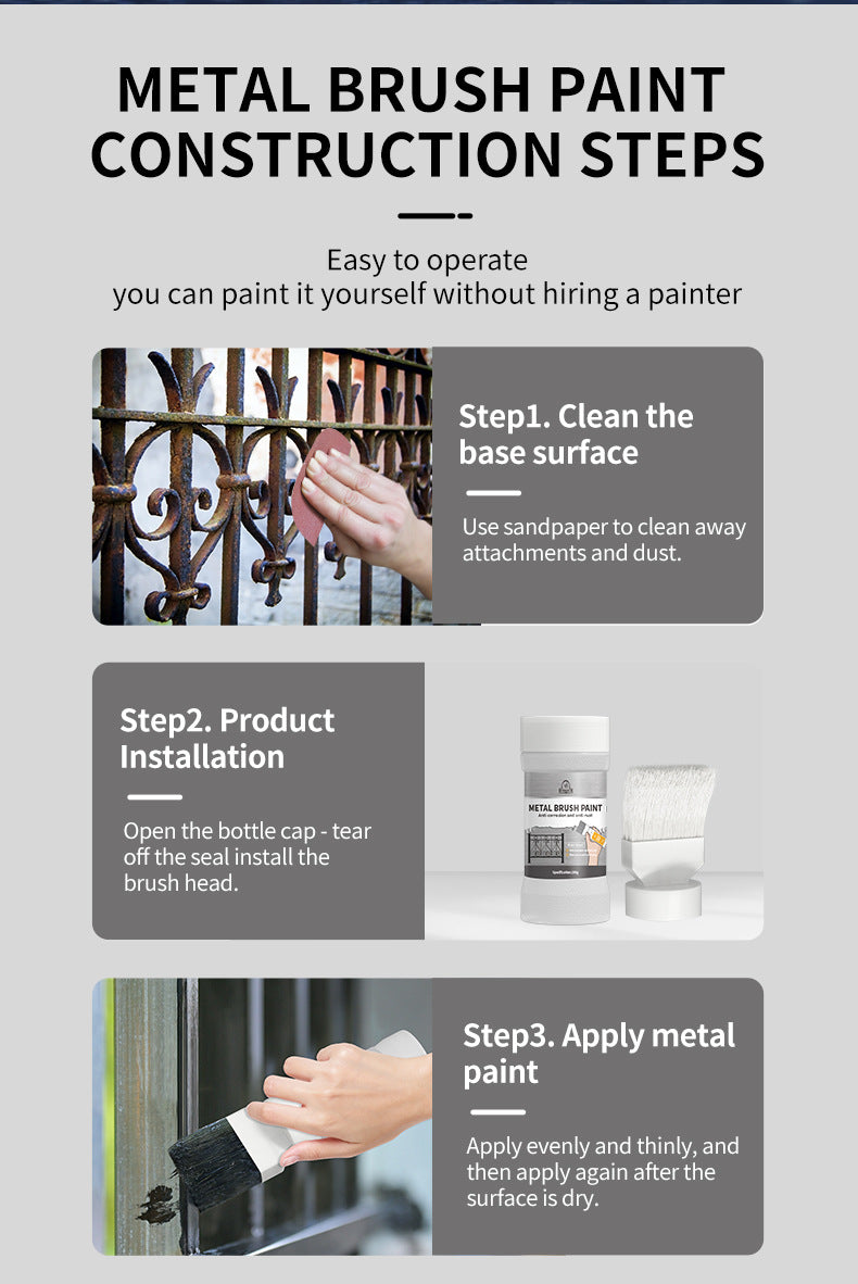 New Product Paint Manufacturer Comes With Brush Water Iron Art Iron Gate Railing Renovation Anti-rust Paint Metallic Paint Renovation Tool
