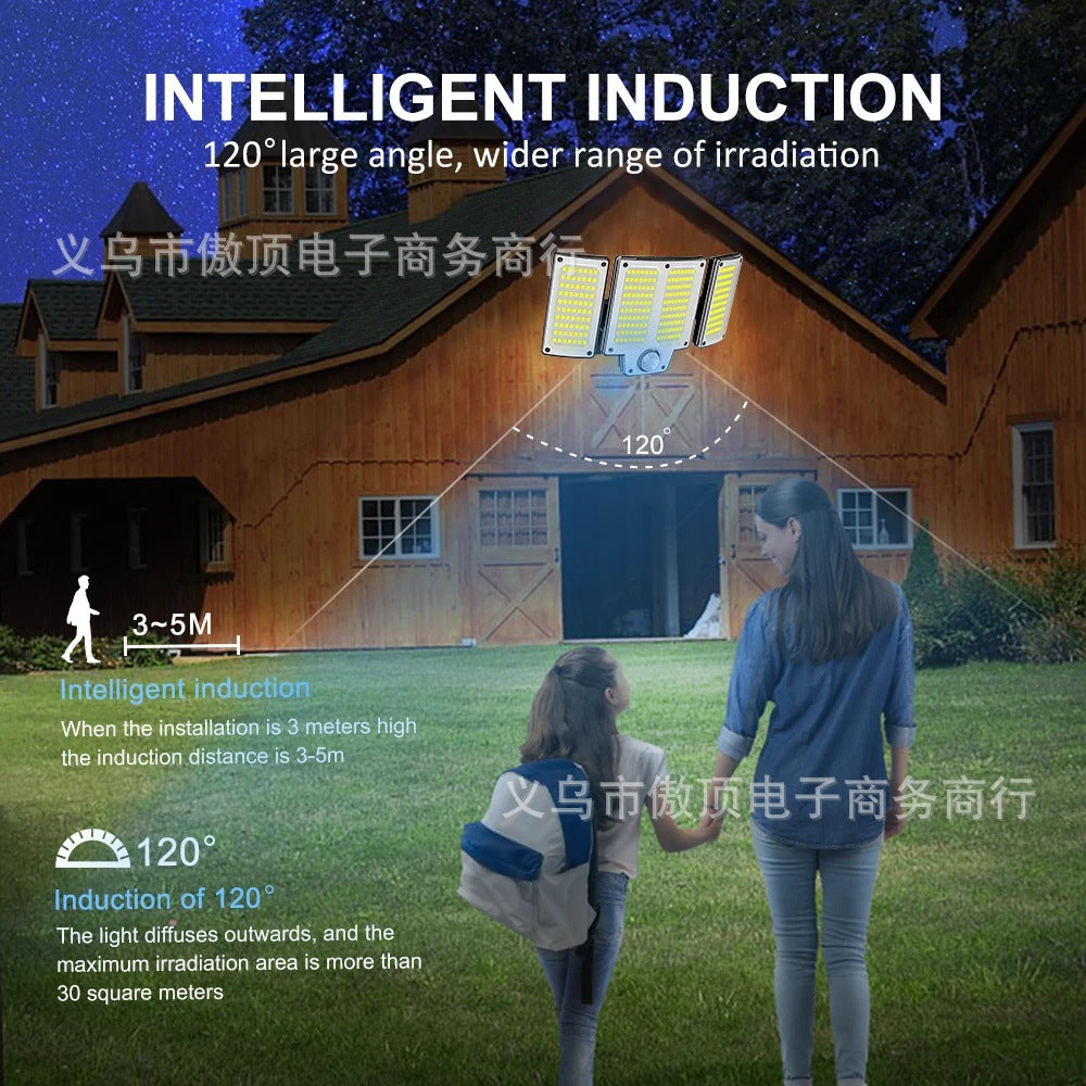 Outdoor Solar Split Street Light, Automatically Brightens After Dark, Garden Light with Human Body Sensor Wall Light Waterproof LED Lamp