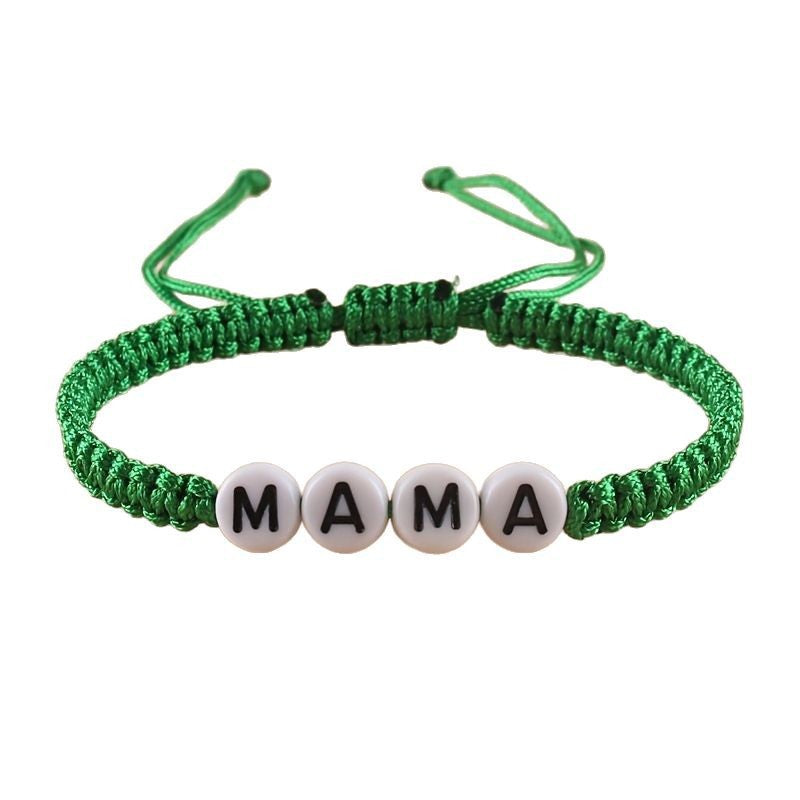 Mother's Day Birthday Gift Bracelet for Women, Stretchable Adjustable Handmade Woven Bracelet MAMA Letter Braided Bracelet