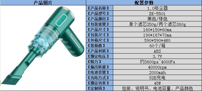 Car Wireless Vacuum Cleaner Multi-Function Blowing and Suction Household Small Air Extraction Handheld High-Power Dust Blower Customization