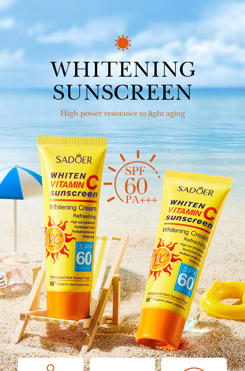 SPF60+VC Sunscreen SADOER Vitamin C Isolation Refreshing Sunscreen Lotion Cross-Border Wholesale