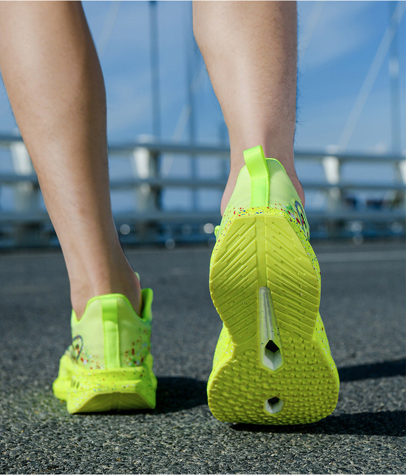 Autumn New Red Rabbit9Fluorescent Breathable Comfortable Couple Sports Shoes Ultra-Light Cushioning Rebound Anti-Slip Wear-Resistant Running