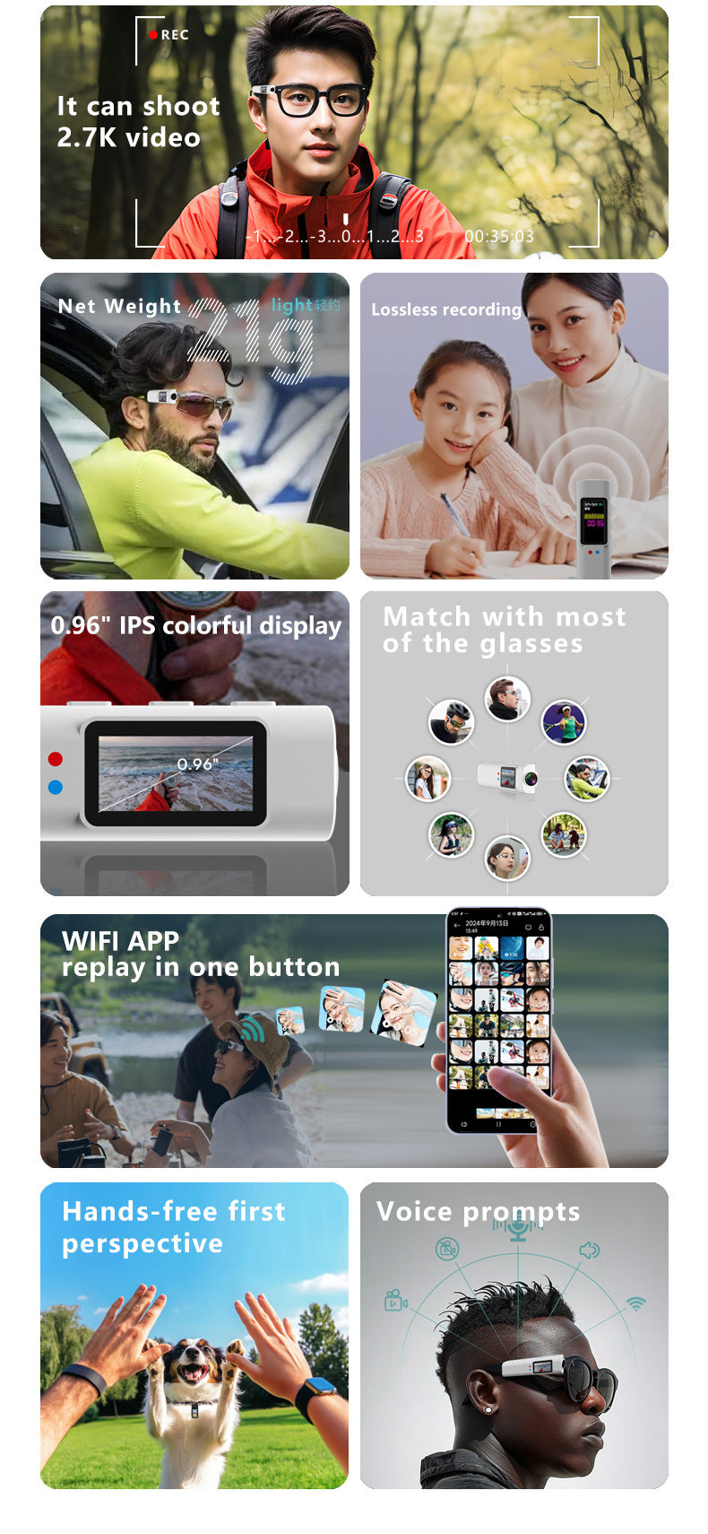 New2K HD Eyewear Head-Mounted Recorder Video Device Portable Life Camera Outdoor Sports Camera