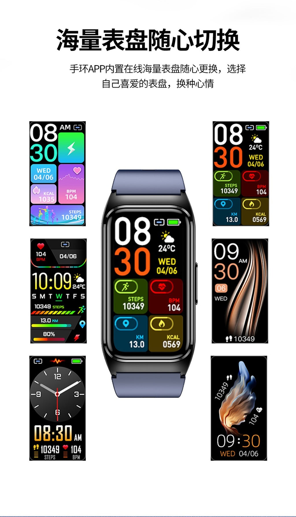 New TK75Blood pressure and blood sugar testing heart rate monitoring IP68Waterproof Social Entertainment Smart Watch