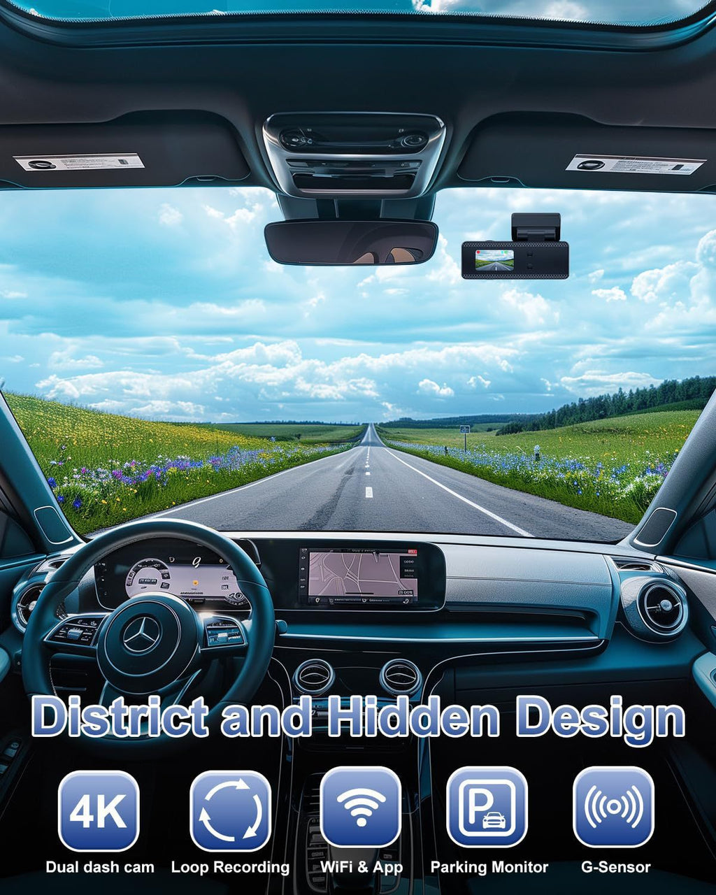 K02Driving Recorder Mobile Phone Interconnection WiFi High Definition Ultra Wide Angle Night Vision No Installation Required4K Vehicle Recording