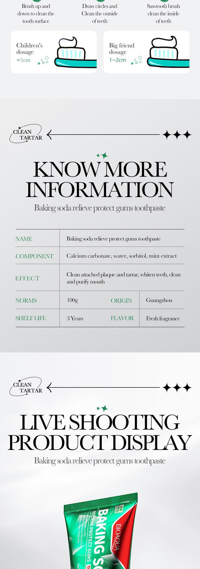 Foreign Trade  BIOAOUA Baking Soda Gum Care Toothpaste Clean the Mouth and Freshen Breath Genuine Toothpaste Wholesale