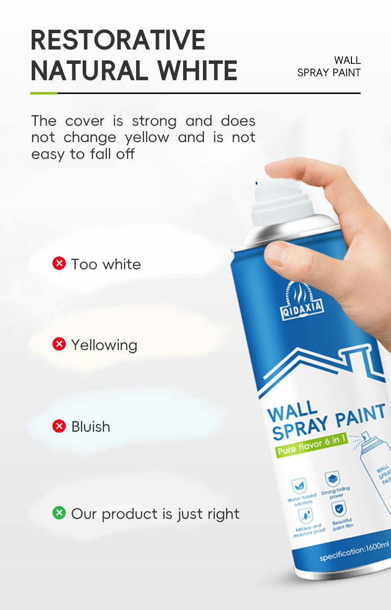 Specialized Wall Spray Paint for Wall Repair, Water-Based Renovation, White Stain and Graffiti Cover, Self-Spray Paint for Home Use
