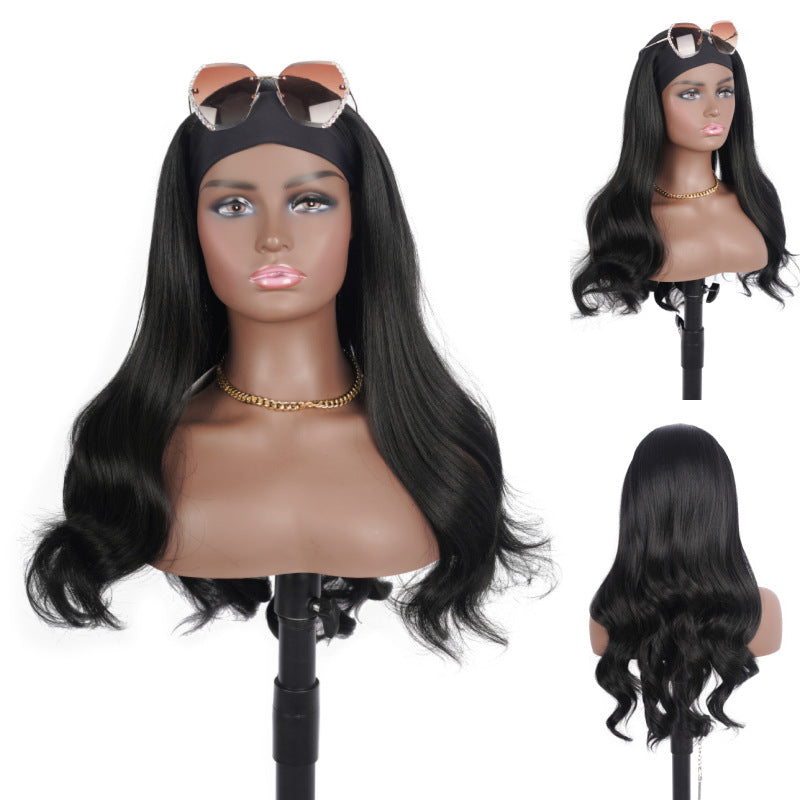 European and American Caucasian Wig Cap Medium Length Curly Hair Afro Hairband Manufacturer Wholesale wigs Slightly Curled European and American Style