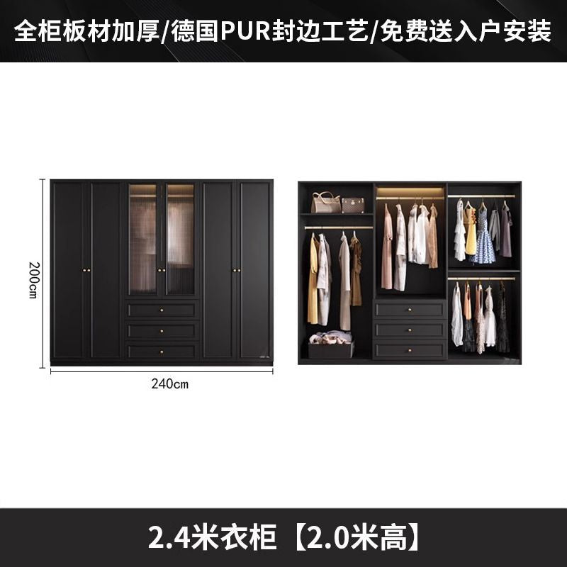 Vintage Style Wardrobe Black Cabinet Wardrobe for Home Bedroom Small Apartment Modern Simple Side Cabinet Top Cabinet Furniture Wardrobe