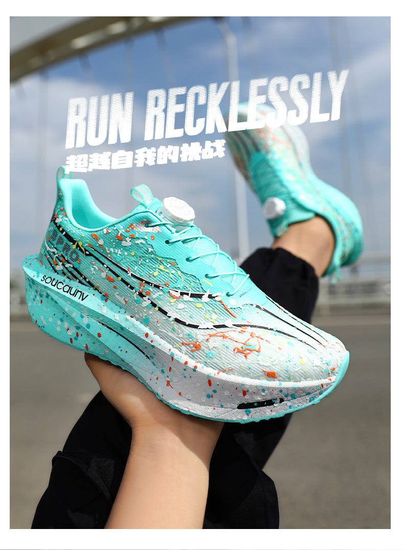 Youth Fashion Luminous Camouflage Running Shoes for Men and Women New Casual Shoes Carbon Plate Real Soft Sole Rotating Buckle Sports Shoes