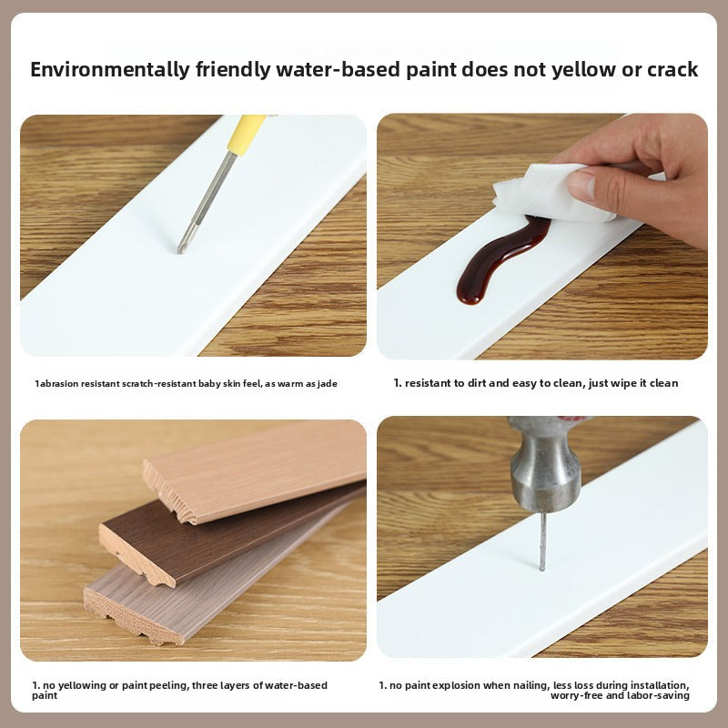 Italian-style ultra-narrow, ultra-thin straight wall molding L Floor skirting is covered to prevent moisture 5.5 Solid wood skirting board