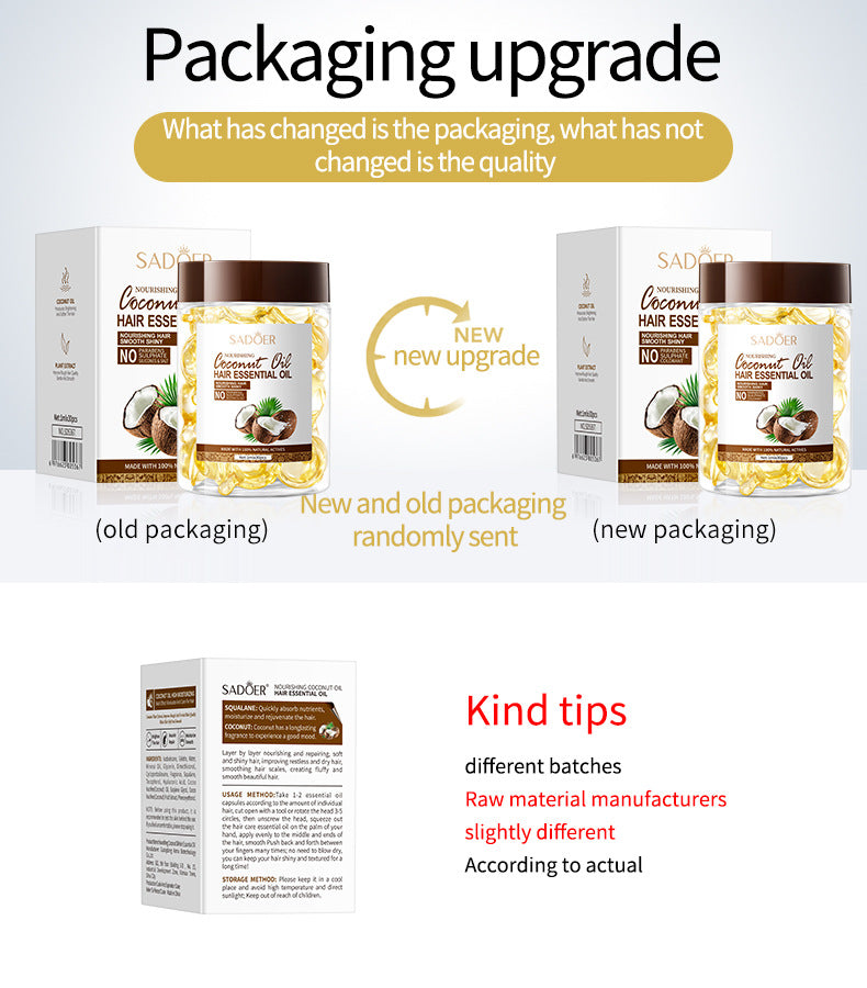 Full English Coconut Oil Smooth Conditioner SADOER Nourishing and Smooth Hair Care Essential Oil Capsules  Wholesale