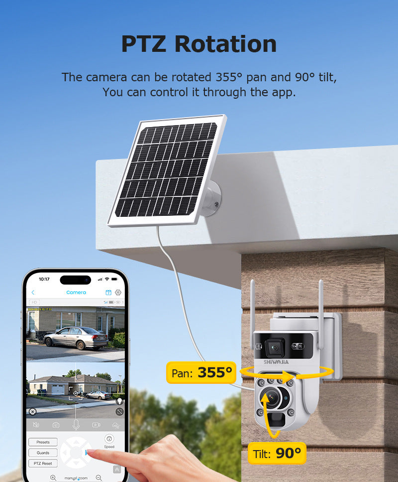 Factory direct sales20Optical Zoom Dual Lens Gun Ball Linkage Camera4G Hd600MP Solar Energy
