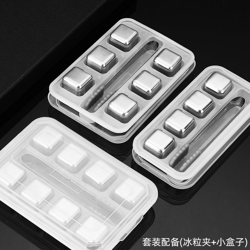 304Stainless Steel Ice Cubes Home Bar Quick-Freezing Ice Wine Stone Set Whiskey Beer Chilled Metal Ice Cubes