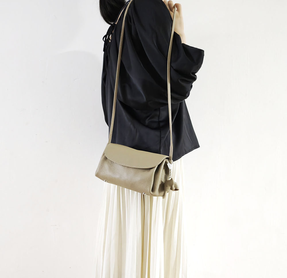 Genuine Leather Small Square Bag Daily Simple Women's Bag2025New Casual Little Elephant Commuting Versatile Cover Head Single Shoulder Crossbody Bag
