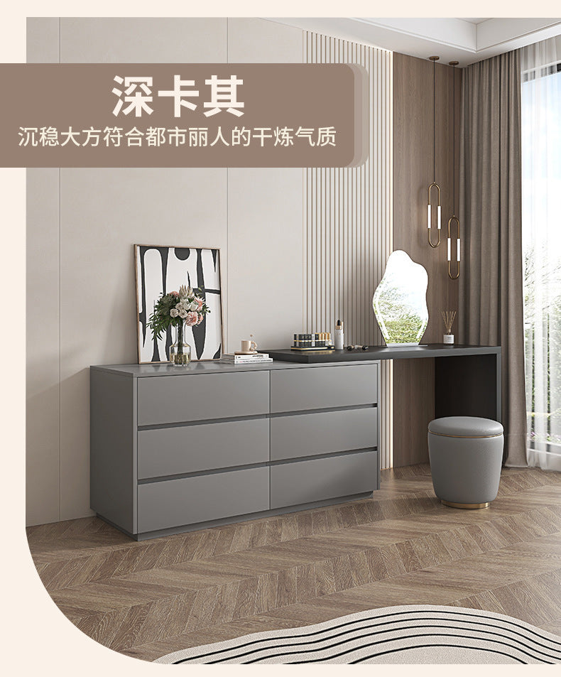 Solid Wood Dressing Table Cream Style Bedroom Modern Simple Makeup Table Chest of Drawers Dressing Table Integrated Cabinet Master Bedroom Bedside Cabinet