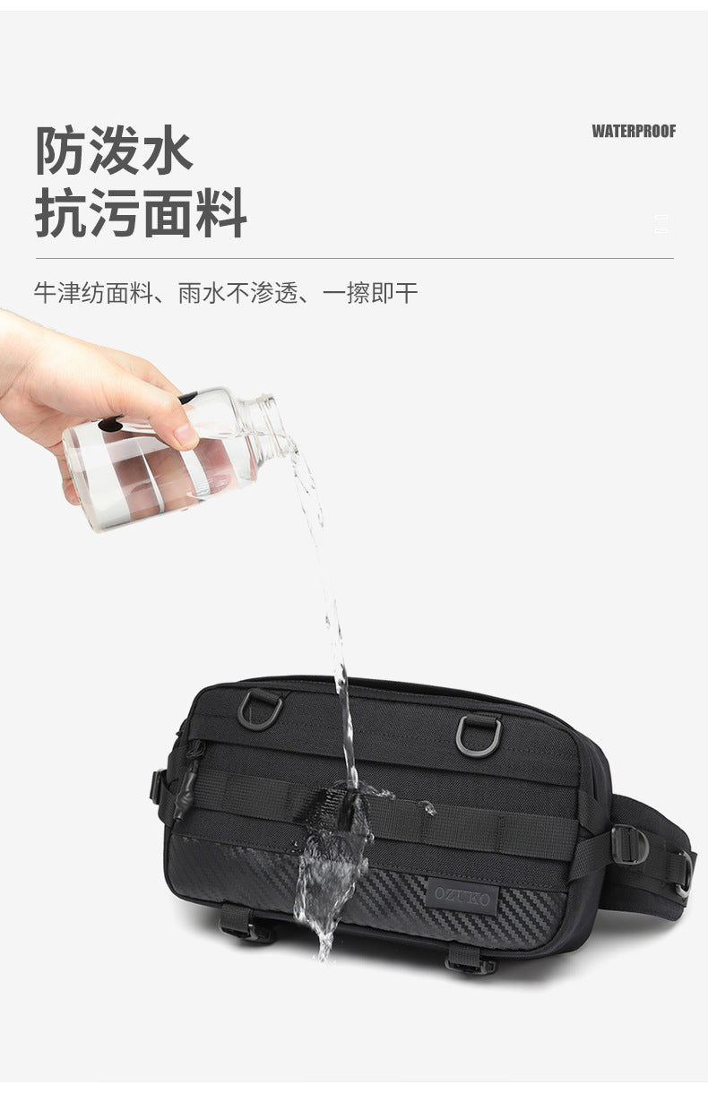 OZUKO Tactical Waist Bag Men's Crossbody Bag Multifunctional waterproof outdoor sports trendy brand portable bag