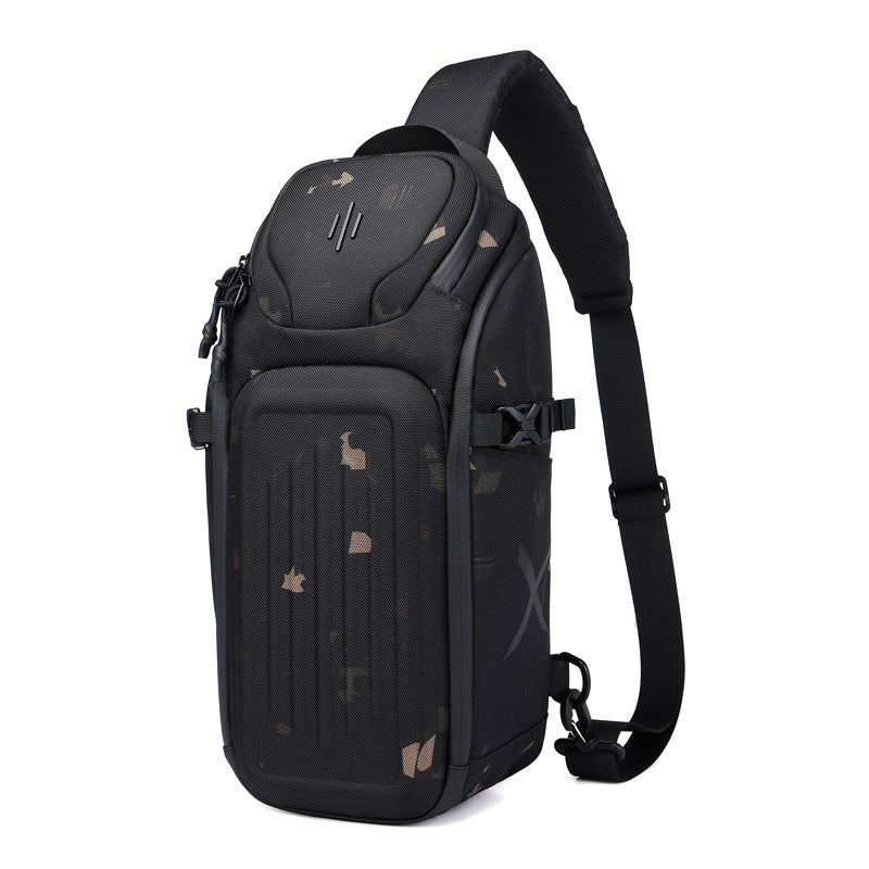 OZUKO Men's Chest Bag Waterproof Crossbody Bag Business Simple Crossbody Bag Trendy Commuter Small Backpack High-End Feel