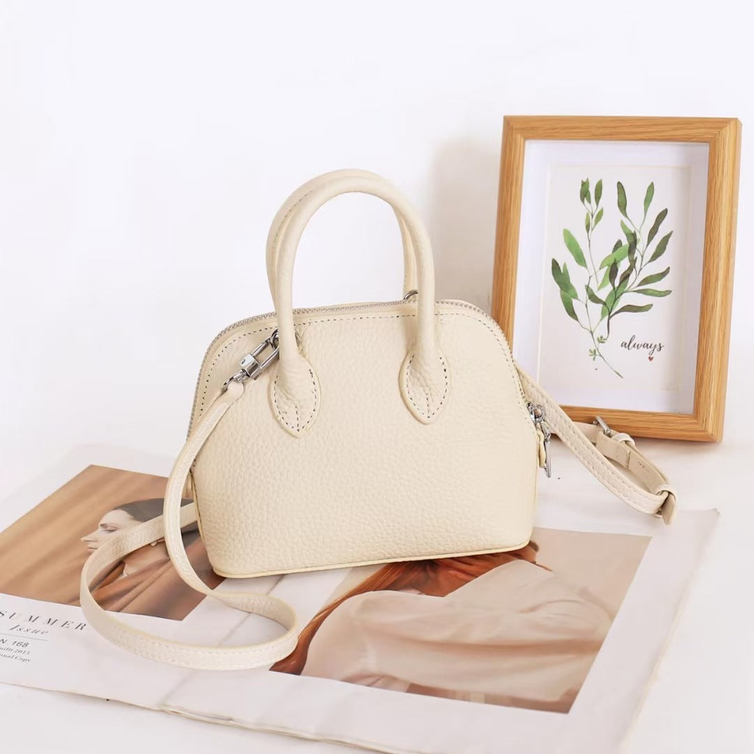 Shiling Mini Shell Bag Genuine Leather Simple Fashion Women's High-end Shoulder Crossbody Handbag mini Small Bag for Women