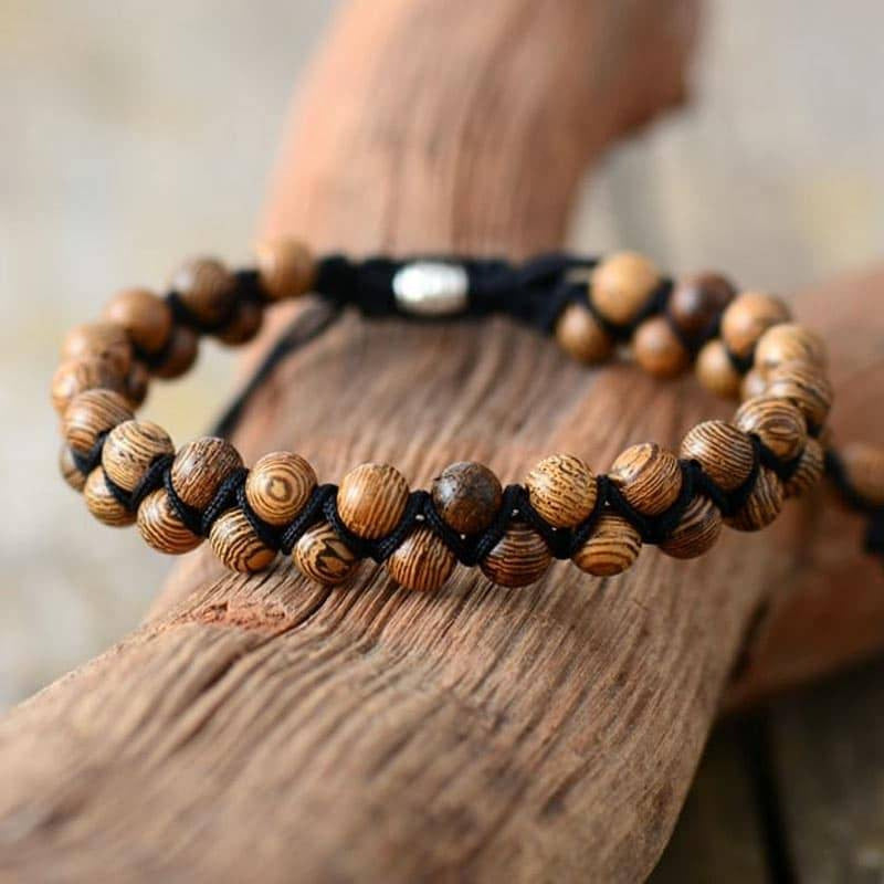 European and American Popular Natural Stone Beaded Bracelet Red Wood Grain Round Bead Stone Bracelet Wholesale