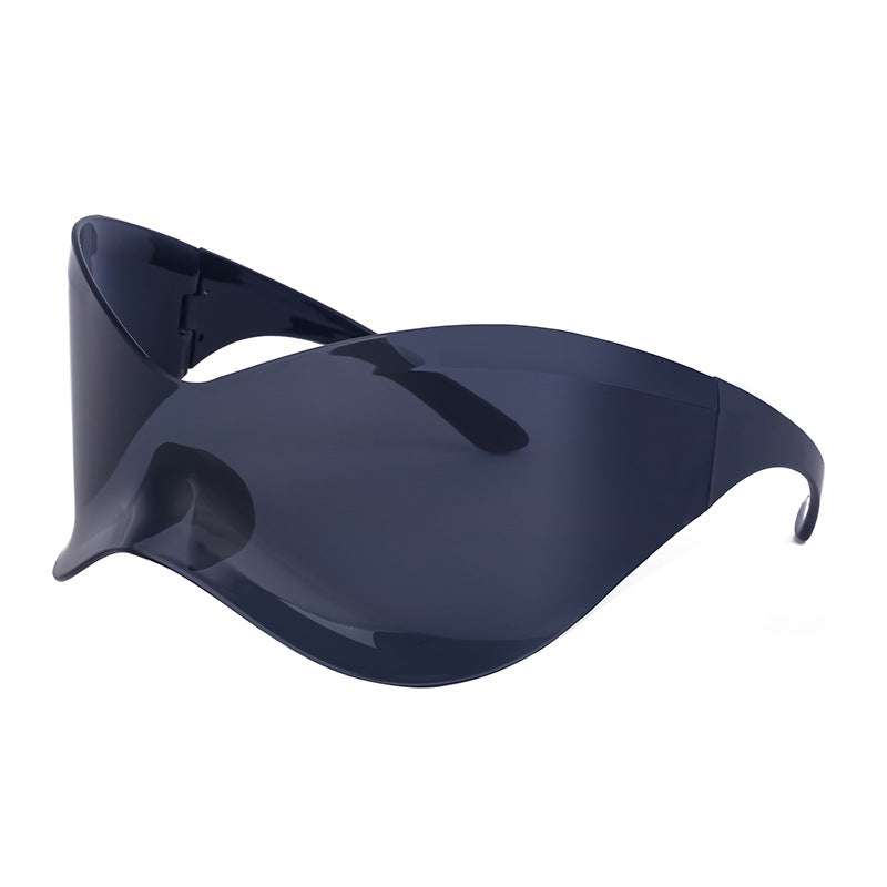 European and American Large Frame Sunglasses for Women, Trendy UV Protection Glasses with a High-End Feel Y2K Millennium Frameless Cycling Sunglasses for Men