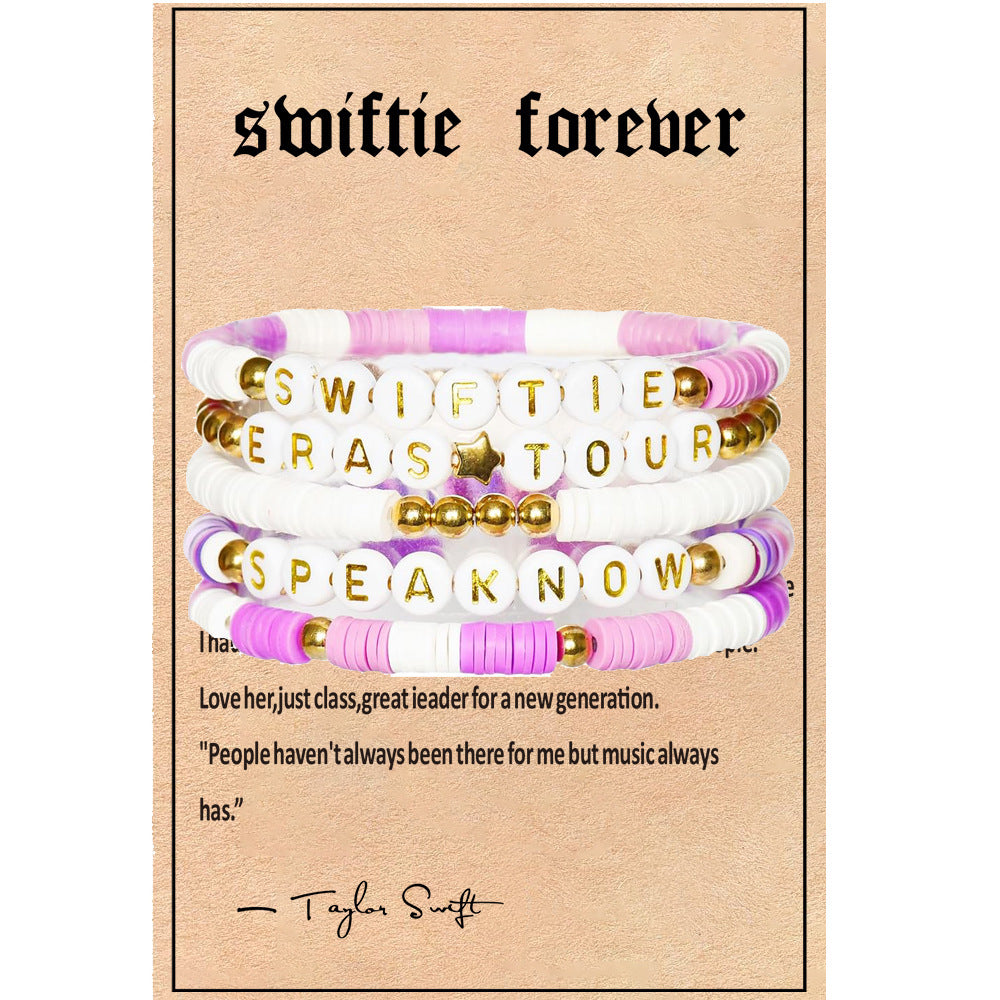 Taylor Music Jewelry Bracelet for Women Versatile High-End Bohemian Accessories SWIFTIE Alphabet Soft Clay Bracelet