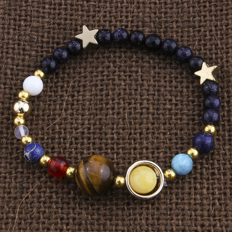 Hot-Selling Universe Galaxy Solar System Eight Planets Bracelet Guardian Star Natural Stone Bead Bracelet Seven Meridians Bracelet