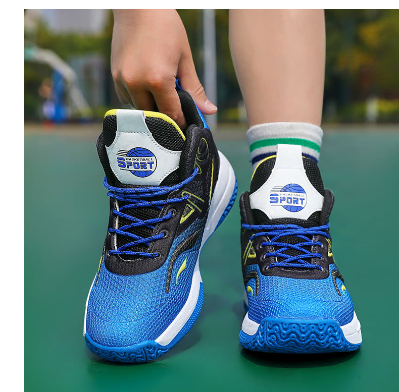 Boys' Casual Fashion Trendy Children's Shoes Non-Slip Wear-Resistant Sports Shoes for Elementary School Students Training Multi-Color Basketball Shoes
