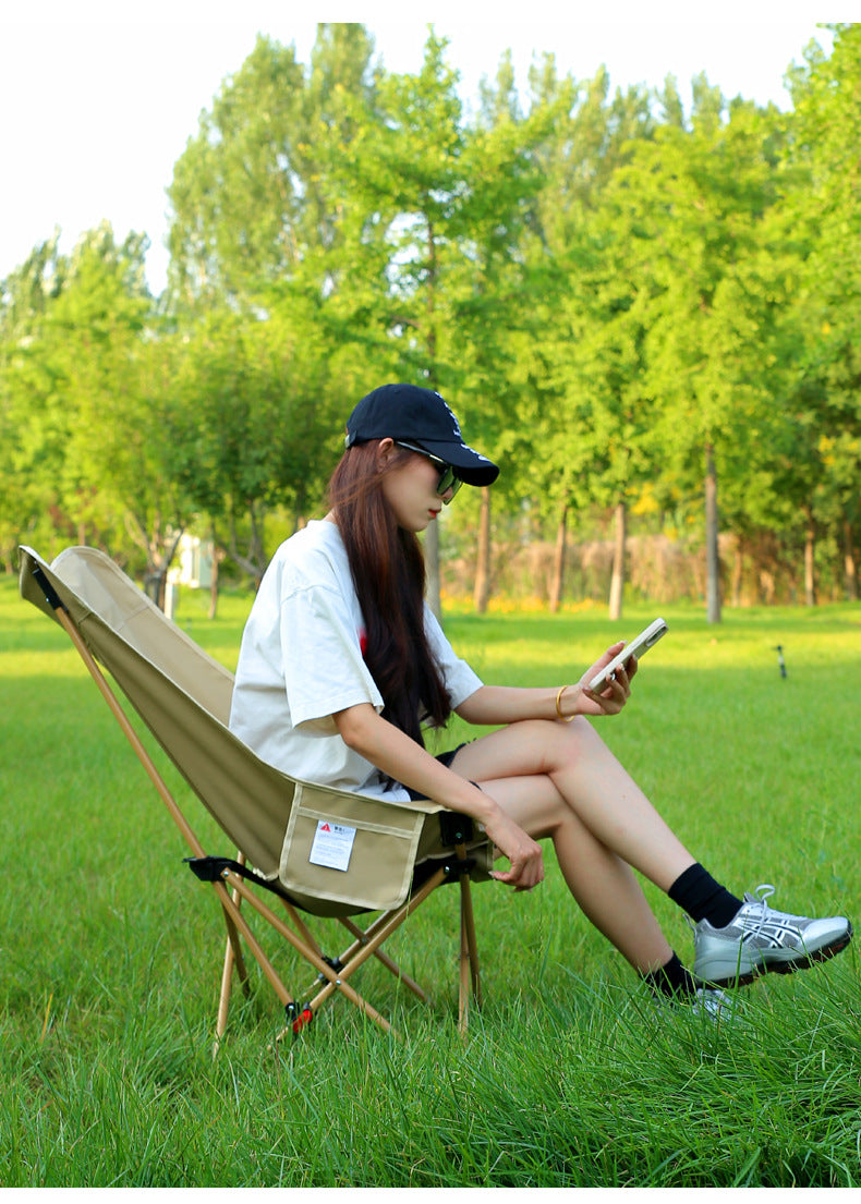 Three-Position Adjustable Moon Chair Reclining Heightened Backrest Outdoor Folding Camping Portable Multi-Functional Chair Camping Chair