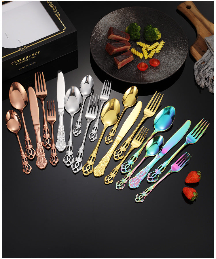 New Hot Selling Stainless Steel Royal Court Tableware Knife, Fork, Spoon40Set20Set of Steak Knives and Forks