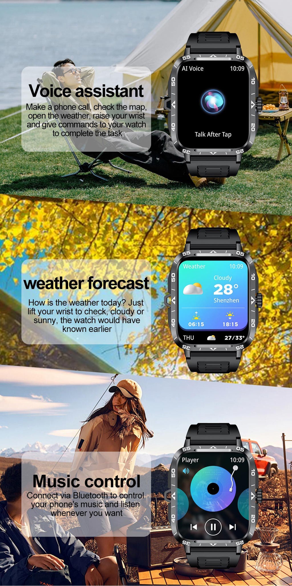 ZW59Smart Watch Bluetooth Call True Heart Rate Step Sleep Monitoring Blood Pressure Message Reminder Flashlight Sports