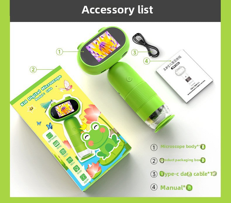New High-Definition Children's Digital Electronic Microscope with Screen, Handheld Portable Magnifier, Educational Gift, In Stock, Visual