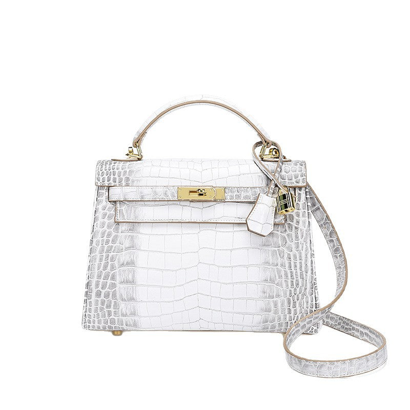 European and American Crocodile Pattern Kelly Bag Large Capacity Light Luxury Fashion Single Shoulder Crossbody Bag Versatile Niche Handbag for Women