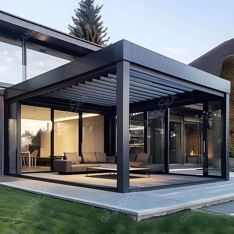 Waterproof Pergola Leisure Garden Motorized Louvered Roof Aluminium Outdoor Bioclimatic Pergola Aluminum