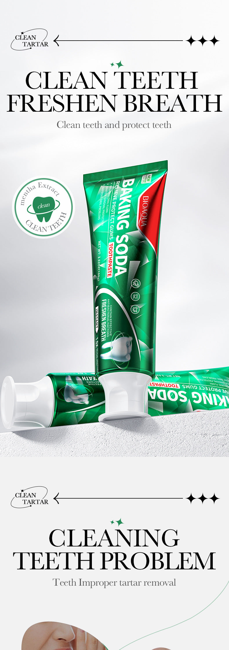 All English Toothpaste100g BIOAOUA Baking Soda Gum Care Niacinamide Fresh  Wholesale