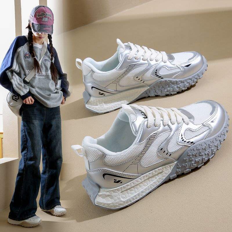 German Training Shoes Women's Shoes2025Spring New Casual Sports Running Shoes Lightweight Forrest Gump Shoes Versatile White Sneakers Mesh Shoes