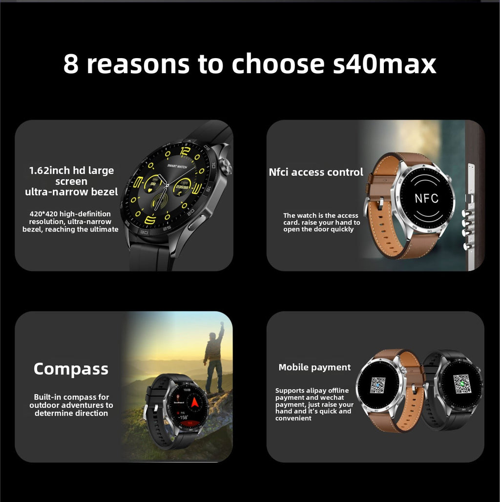 S40 Max Smart Watch1.62inch Bluetooth call, heart rate, step counting, sleep monitoring GT4Message Push