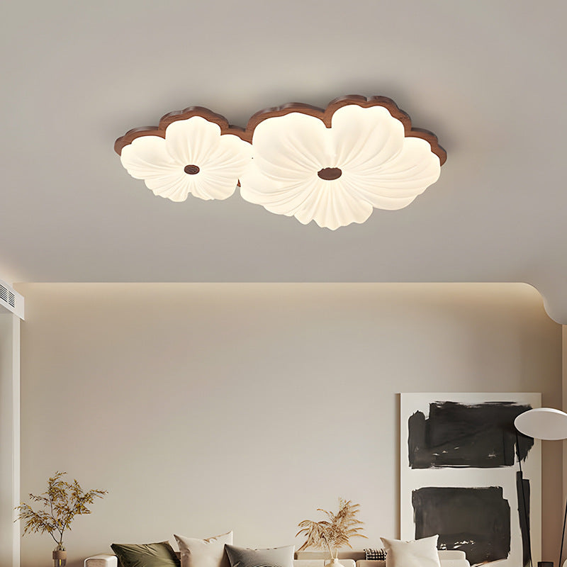 Vintage Cream Style Ceiling Light led Full Spectrum Eye Protection Walnut Wood Living Room Lamp Atmospheric Room Bedroom Lamp