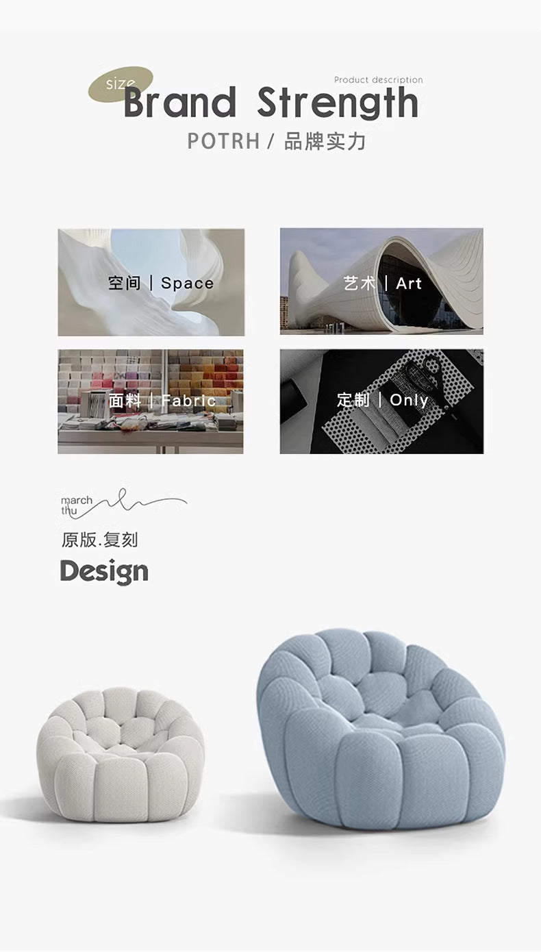 Nordic Minimalist Designer Bubble Sofa Single Double Three Person Complete Roche Bobois Personalized Villa Compressed Football Sofa Shipping and tax not included
