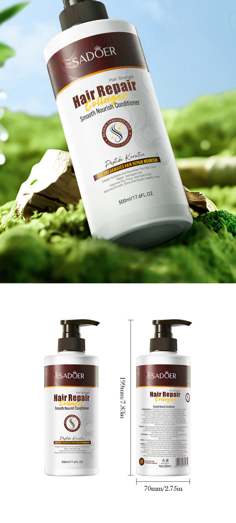 Collagen Smooth Conditioner SADOER Repair and Nourishing Hair Conditioner Cross-Border Wholesale