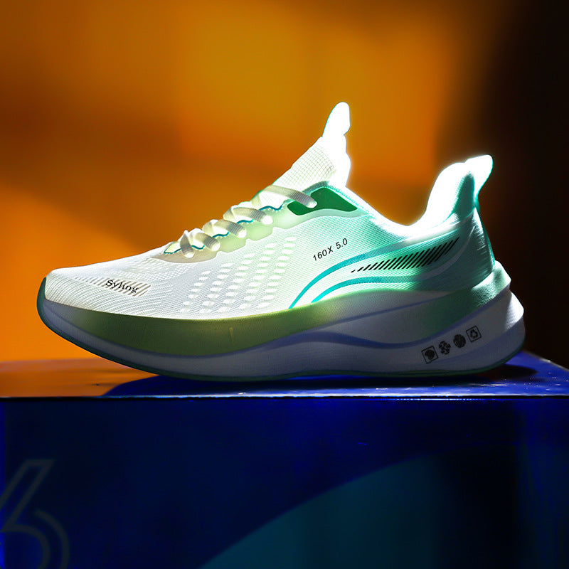 Carbon Plate Ultra-Light Jacquard Breathable Running Shoes Couple Style Sports Shock Absorption Body Test Student Outdoor Racing Men