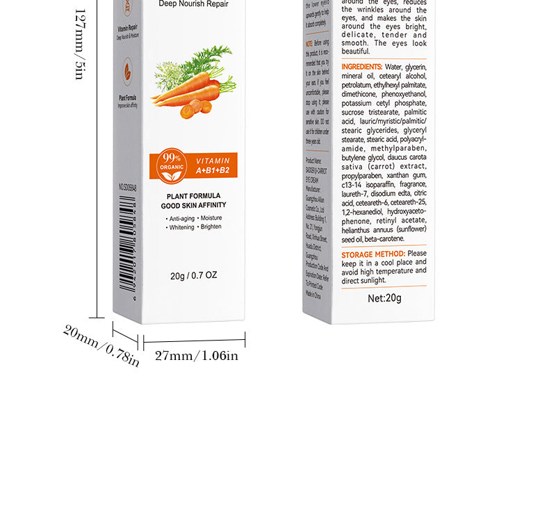 Full English Carrot Eye Cream20g SADOER Moisturize and Improve Dark Circles, Eye Wrinkles, and Eye Bags  Wholesale