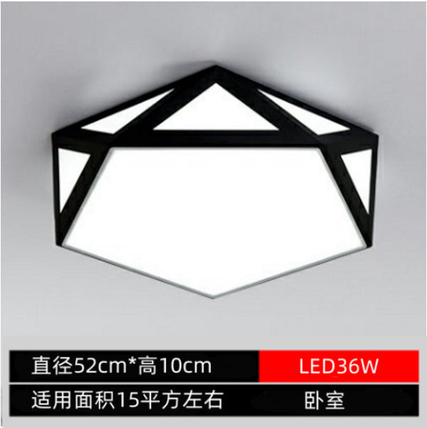 Minimalist Iron Art Acrylic Ceiling Light Nordic Diamond Geometric Hollow Children's Bedroom Colorful Macaron led Lamp