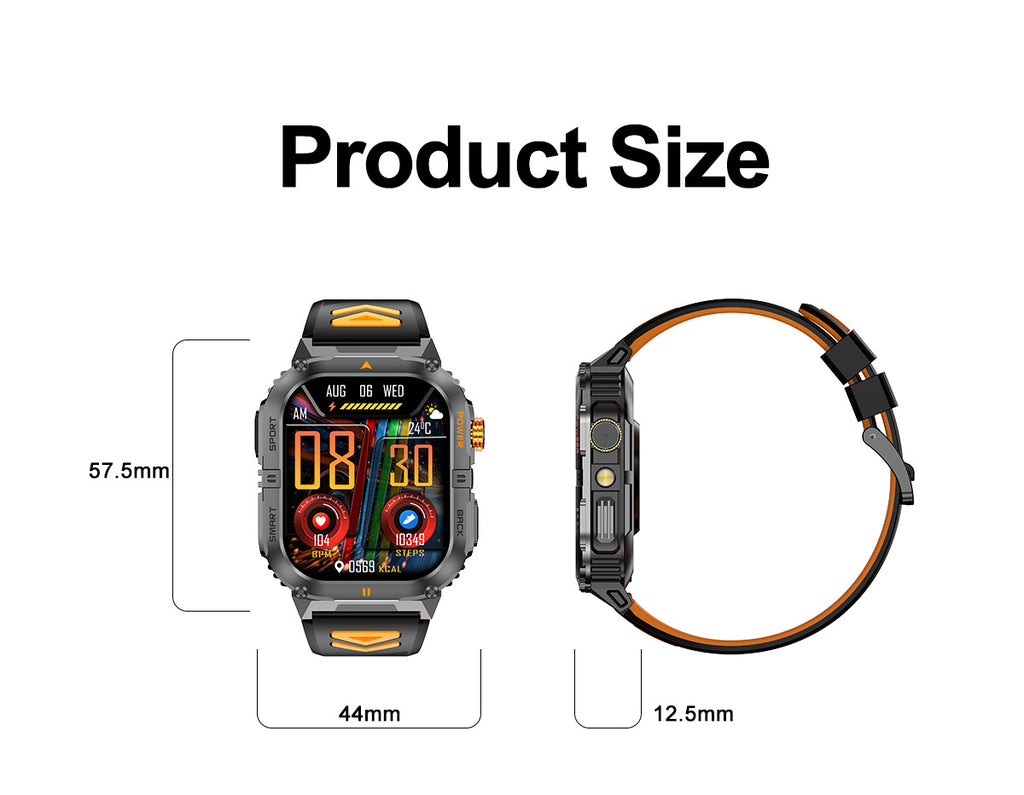 YK12Smart Watch Bluetooth Call True Heart Rate Step Count Sleep Monitoring Deep Waterproof Large Battery Sports Three-Proof