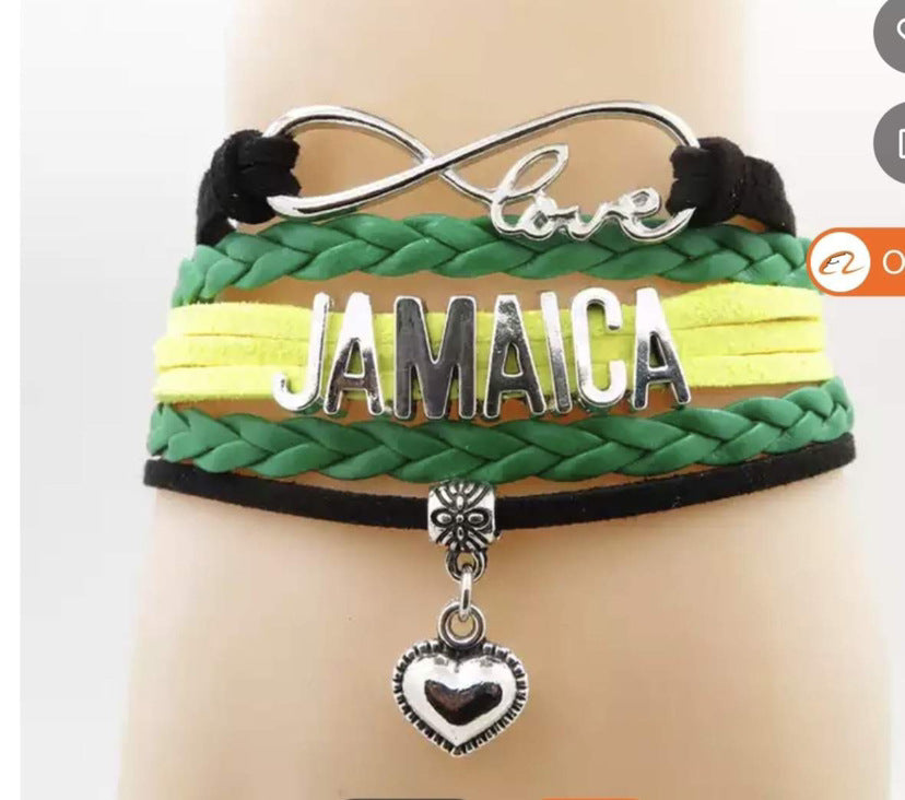 Men's Multi-layer Braided Leather Bracelet with Heart Pendant Vintage Stacking PALESTINE Letter Braided Bracelet